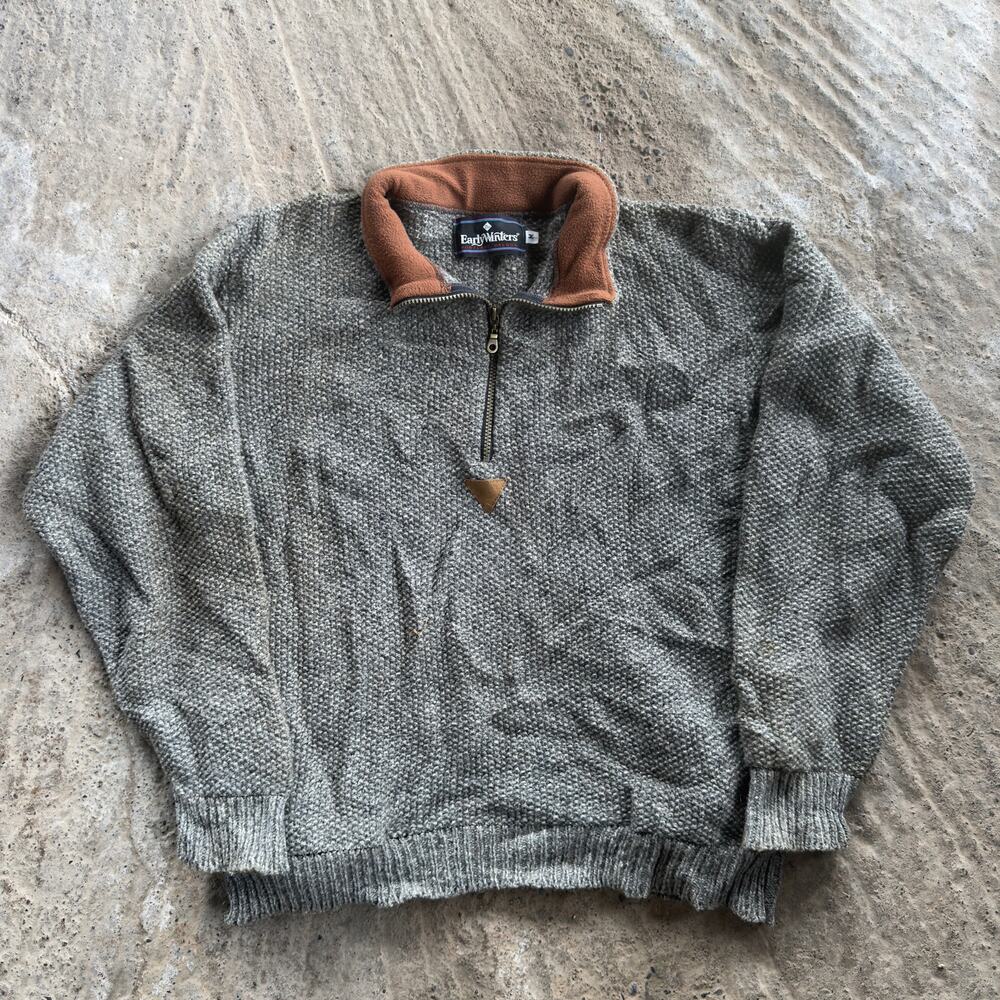 VINTAGE 90S EARLY WINTERS 1/4 ZIP SWEATER JACKET OLD MONEY PREPPY MENS MEDIUM
